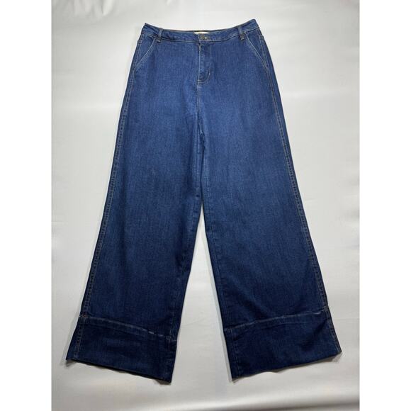OAT New York Women's Wide Leg Blue Denim Jeans - Size 8 (30x31) *HEMMED* - Picture 1 of 5